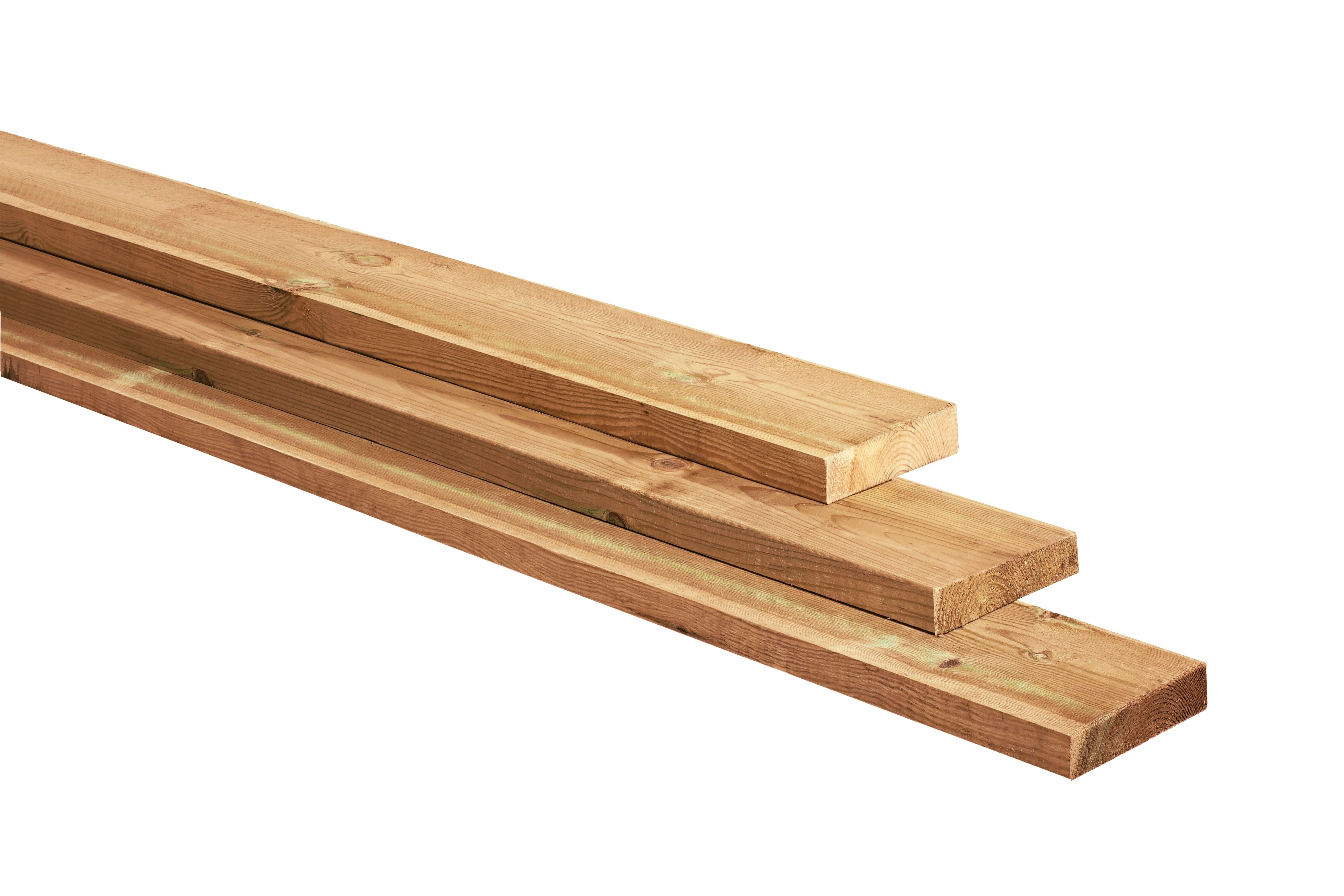 Grenen plank 1 zijde glad, 1 zijde fijnbezaagd, 2,8x19,5x400cm, groen geïmpregneerd (1011337)