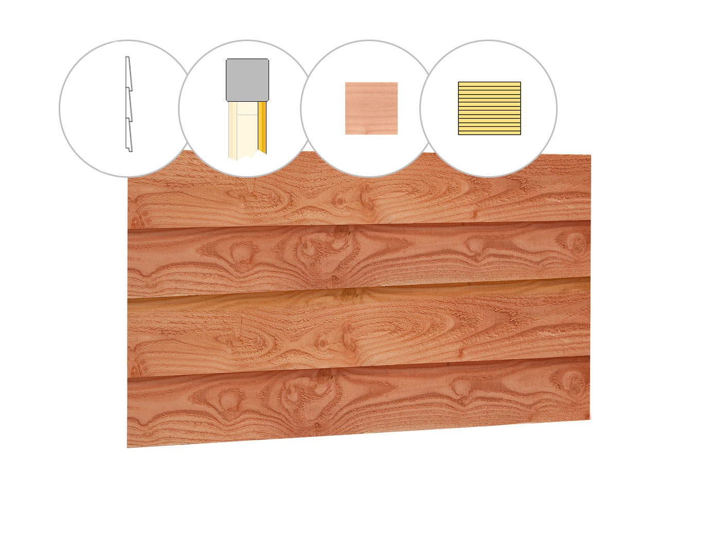 Set douglas planken voor wand B, met Zweeds rabat, hoogte 224cm, onbehandeld (1023732)