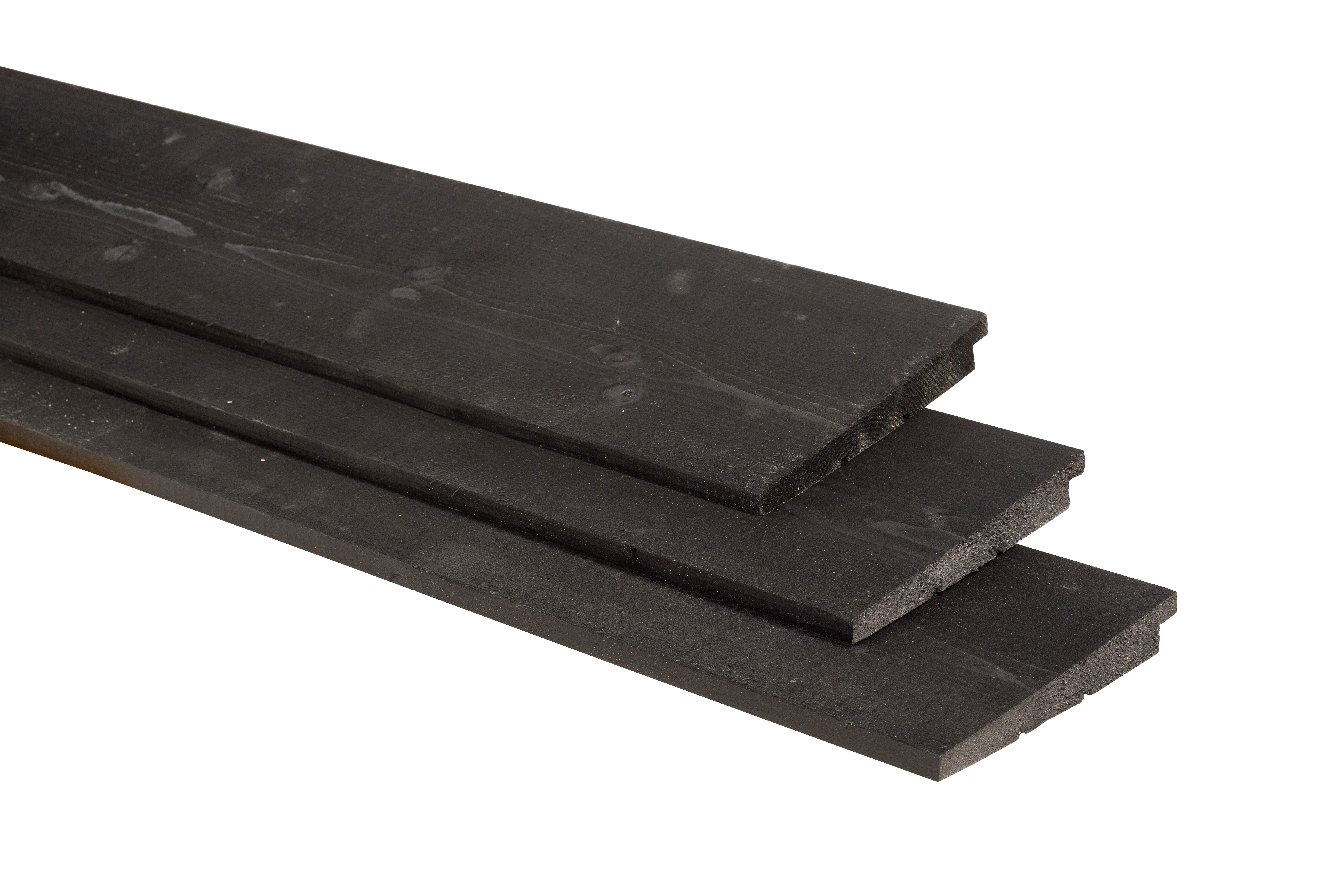 Vuren Zweeds rabat 1 zijde geschaafd, 1 zijde fijnbezaagd 1,1-2,7x19,5x500cm, zwart gedompeld (1040376)