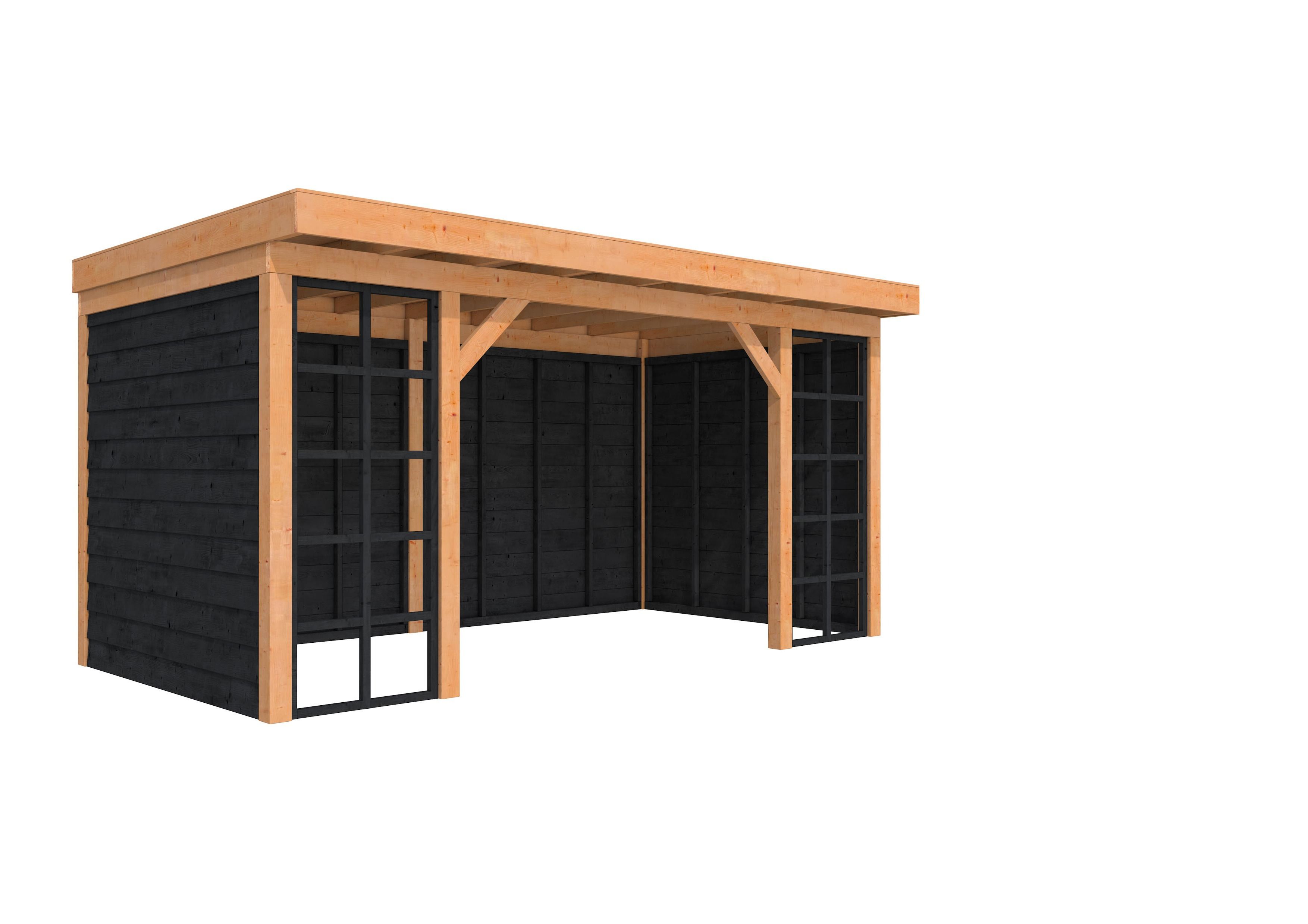 Douglasvision buitenverblijf Comfort Compleet 500x270cm, kleurloos geïmpregneerd, wanden zwart geïmpregneerd (1046186)