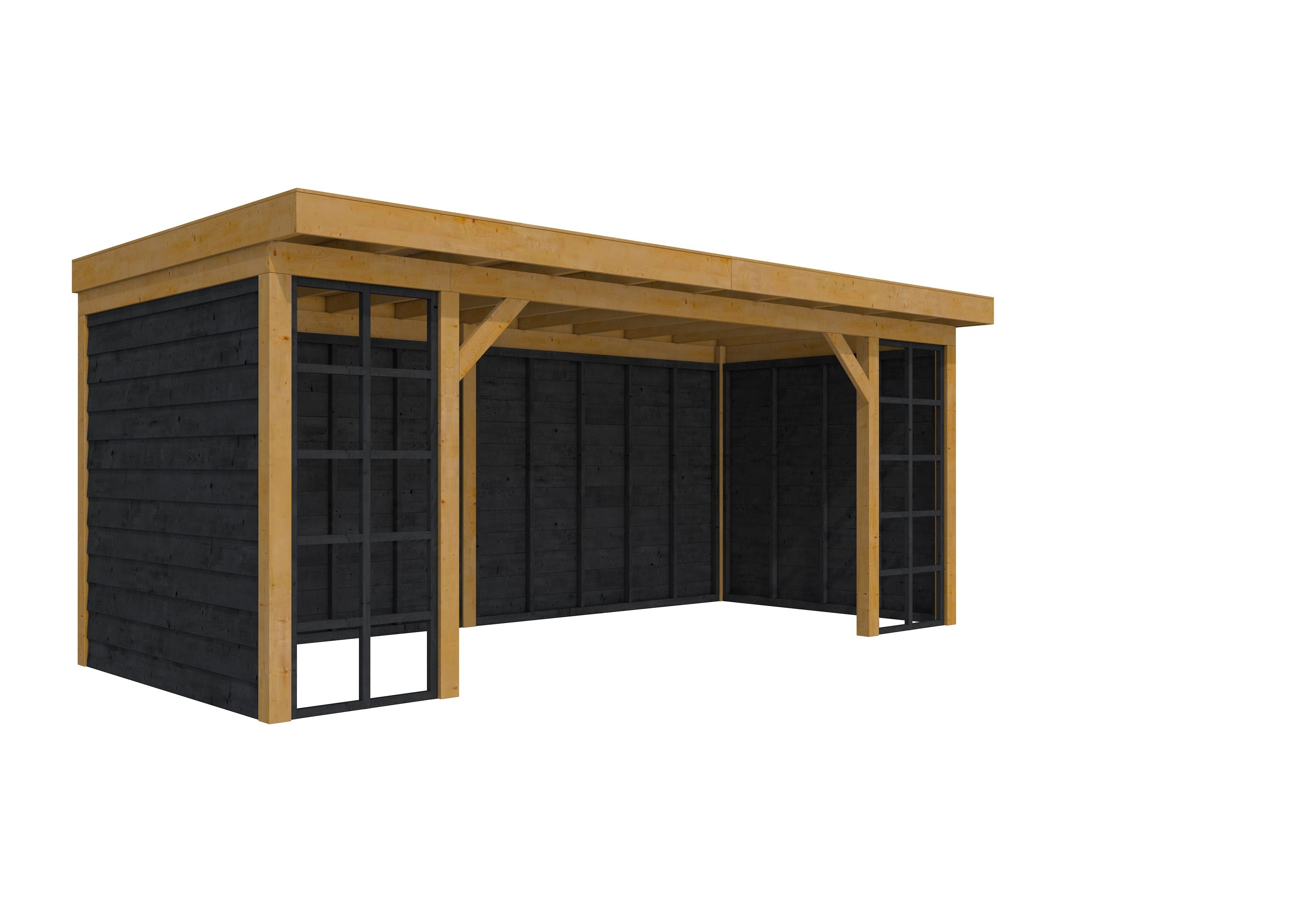 Douglasvision buitenverblijf Comfort Compleet 600x270cm, groen geïmpregneerd, wanden zwart geïmpregneerd (1046190)