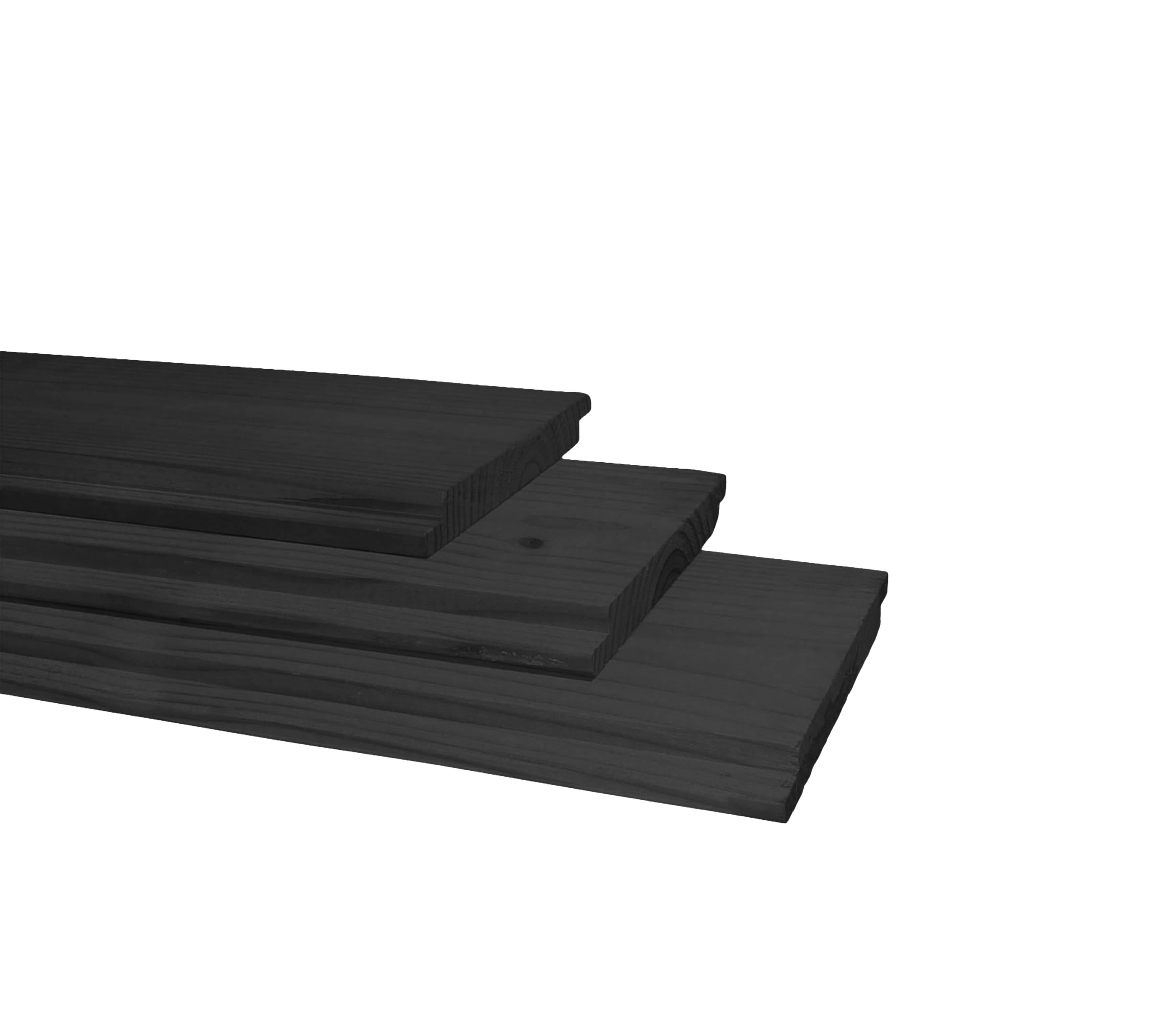 Vuren geschaafd halfhouts rabat1,8x19,5x500cm, zwart gedompeld (1058831)
