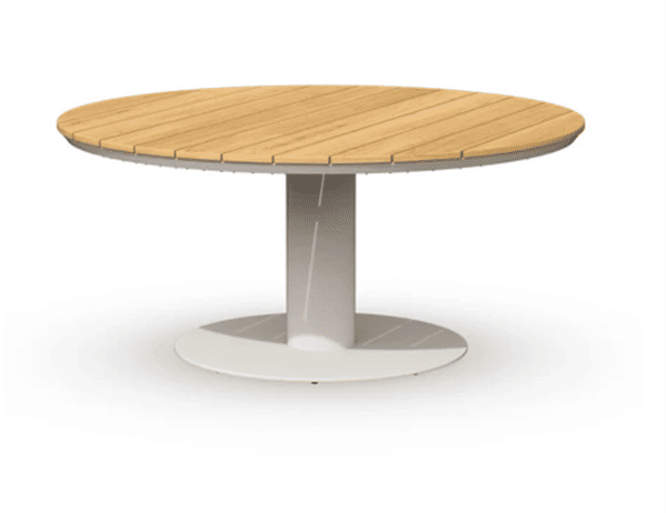 Morena Low Dining Table Teak Creme White Ø120x68cm