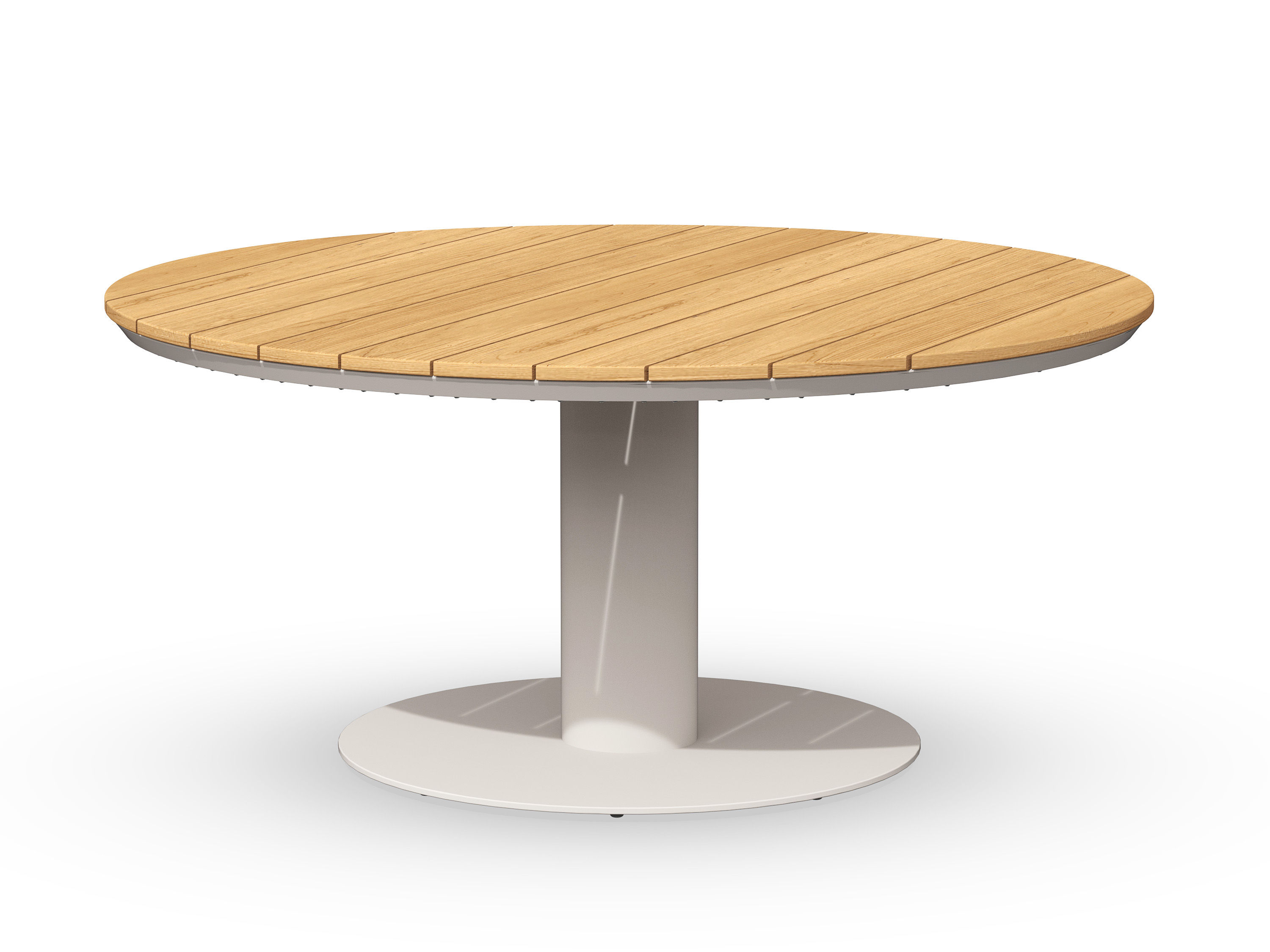 Moreno Low Dining Table Teak Creme White Ø150x68cm