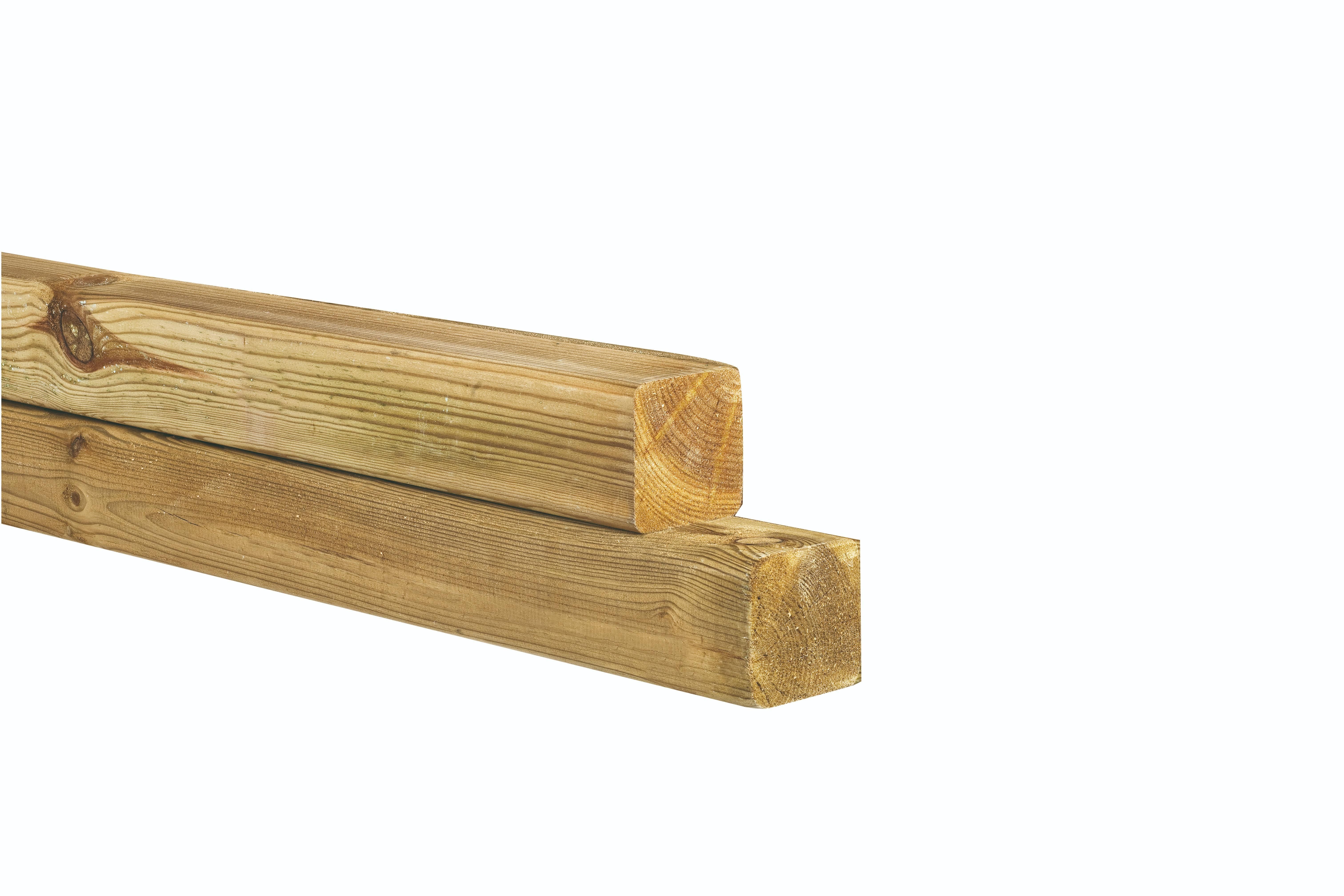 Grenen geschaafde paal 6,8x6,8x400cm, zonder diamantkop, groen geïmpregneerd (W07012)