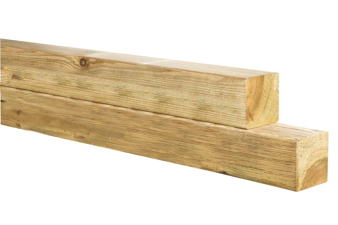 Grenen geschaafde paal 8,8x8,8x210cm, zonder diamantkop, groen geïmpregneerd (W07015)