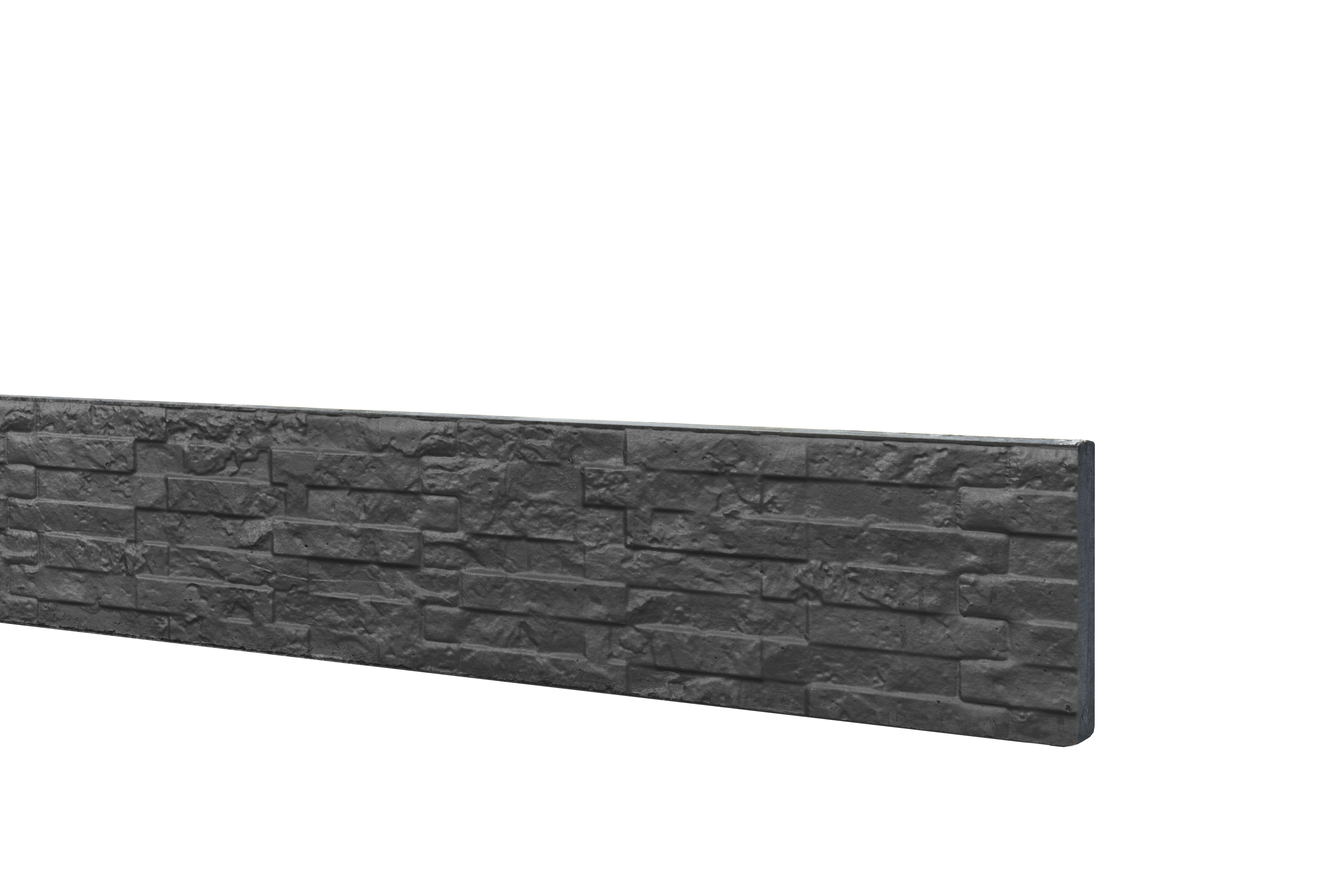 Betonplaat dubbelzijdig leisteenmotief 3,5x36x184cm antraciet ongecoat (W13266)