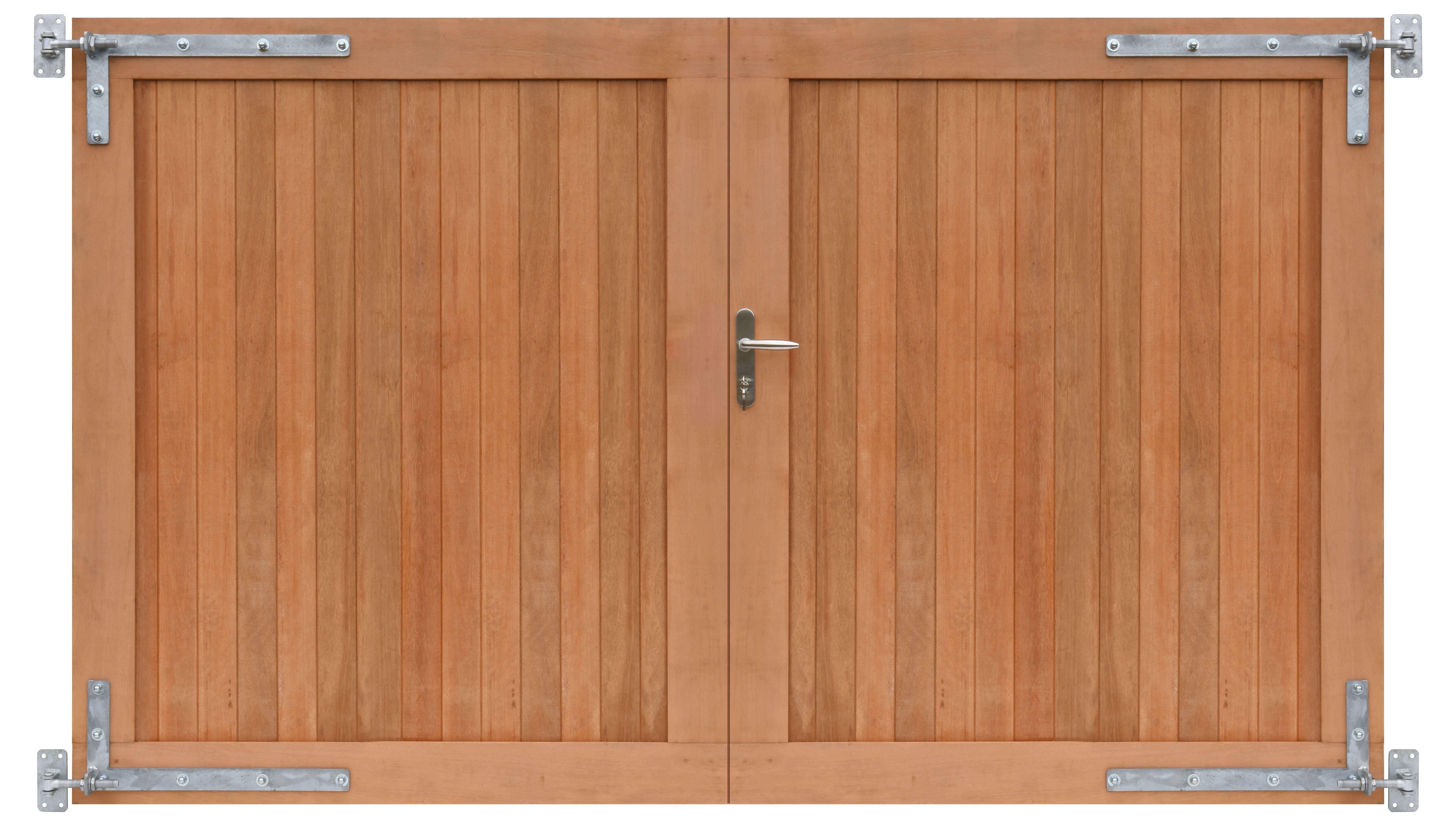 Hardhouten dubbele toegangspoort, verticaal, 300x180cm incl beslag (W14435)