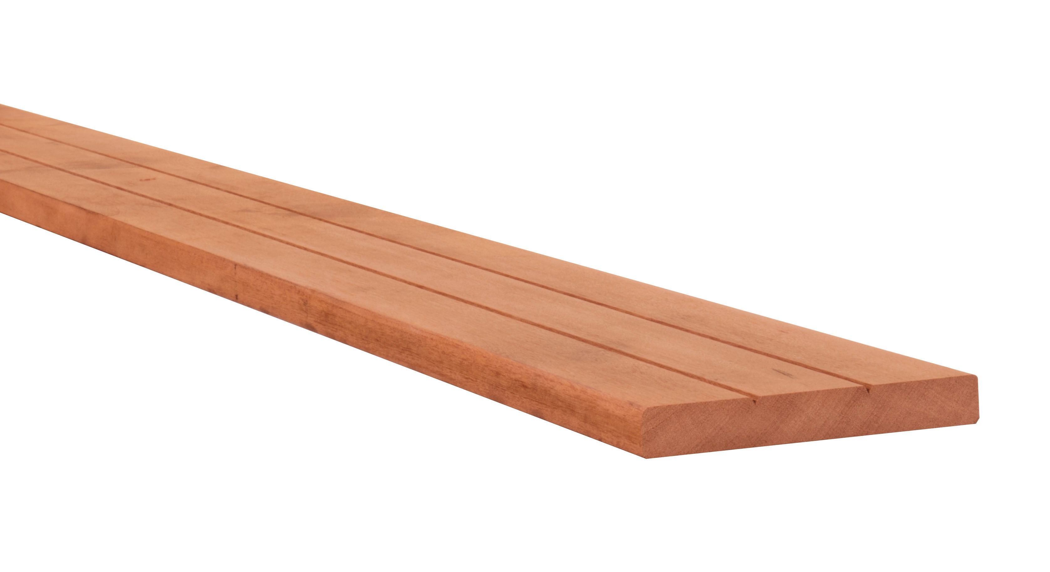 Hardhouten geprofileerd dekdeel, 1 zijde V-groeven, 1 zijde glad, 2,8x19x545cm (W14973)