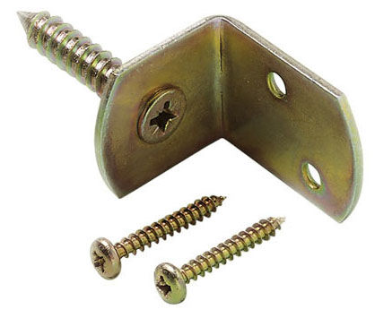 L-beslag inclusief schroeven, 4 stuks op kaart, geel verzinkt (W19007)