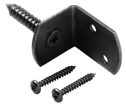 L-beslag inclusief schroeven, 4 stuks op kaart, zwart gepoedercoat (W19036)