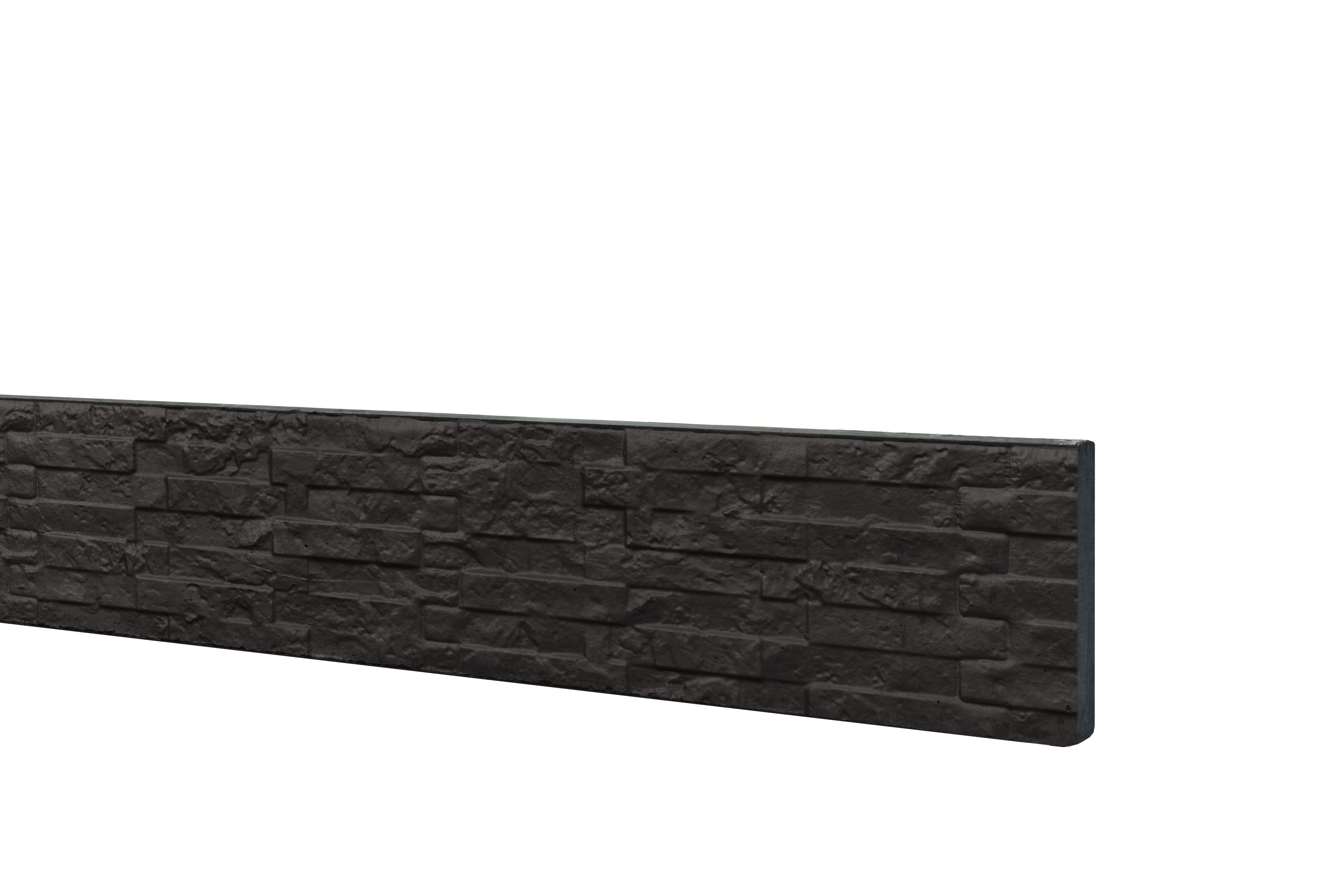 Betonplaat dubbelzijdig leisteenmotief 3,5x36x184cm antraciet gecoat (W32225)