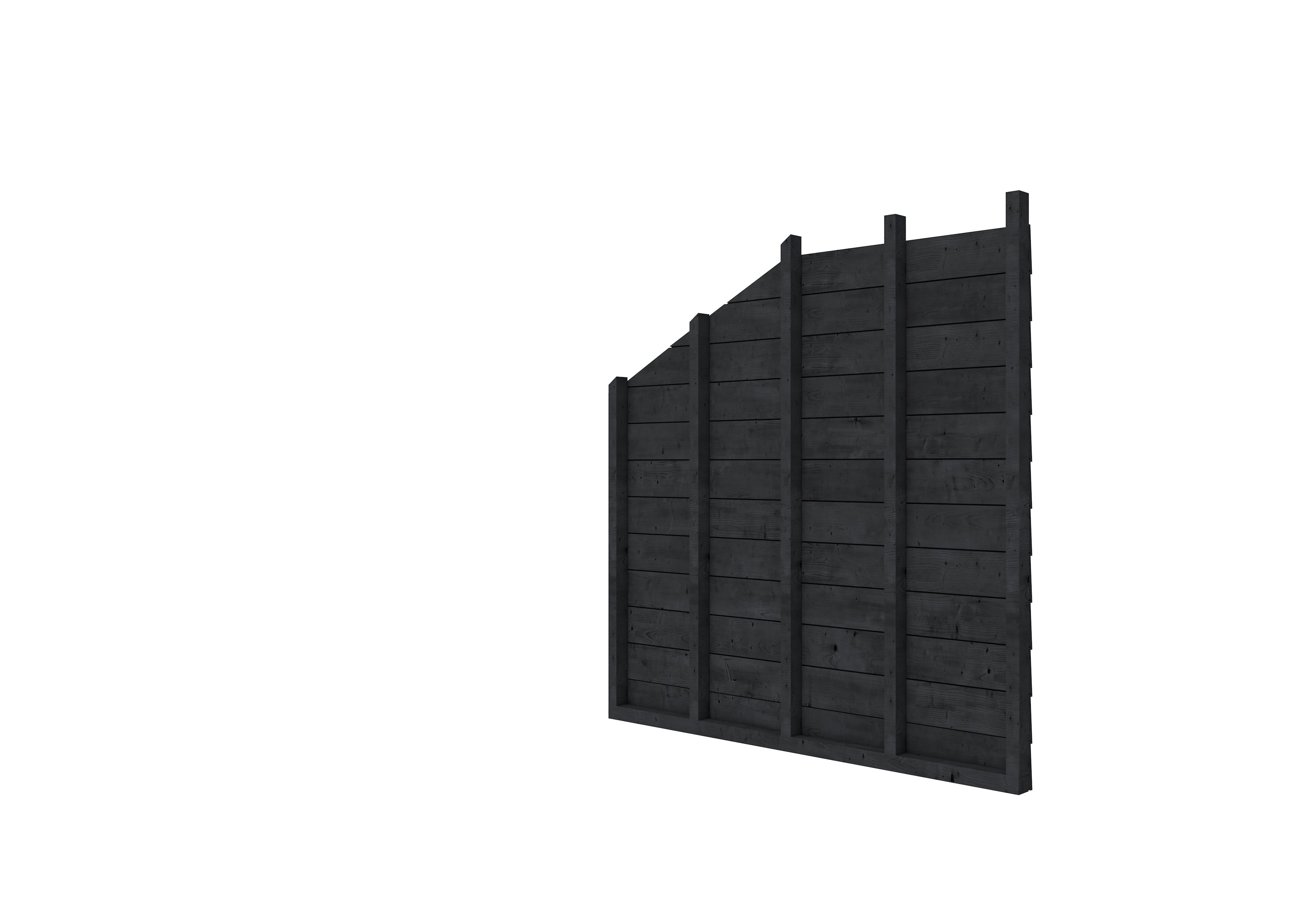 Douglas zijwand kapschuur Comfort/DHZ enkelzijdig Zweeds rabat, zwart geïmpregneerd (W53550)
