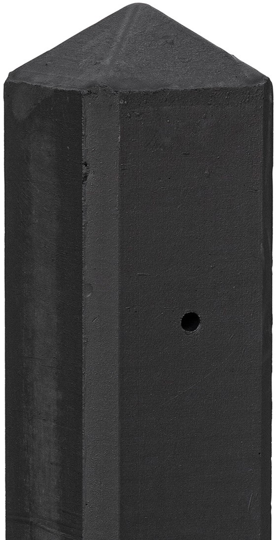 Betolux betonpaal antraciet gecoat glad met diamantkop 10x10x280cm, eindpaal