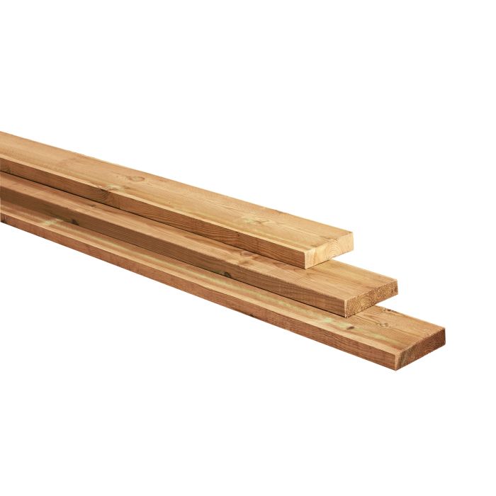 Grenen plank 1 zijde glad, 1 zijde fijnbezaagd, 2,8x19,5x400cm, groen geïmpregneerd (1011337)