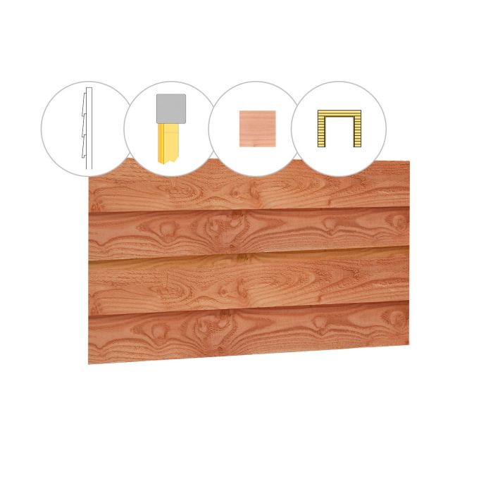 Douglas enkelzijdige wand t.b.v. dubbele deur met Zweeds rabat C, hoogte 224cm, onbehandeld (1013646)