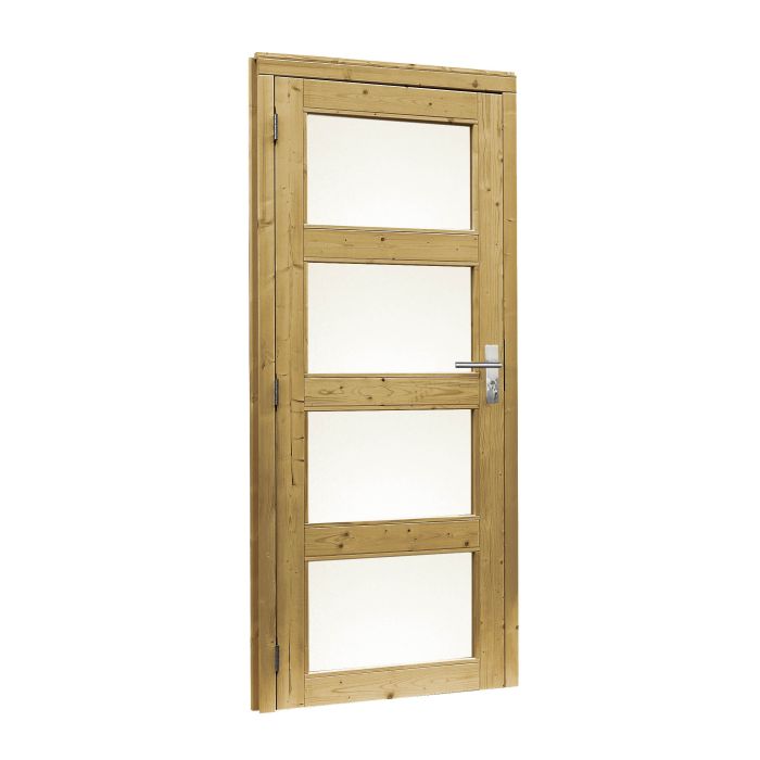 Douglas enkele 4-ruits deur inclusief kozijn, linksdraaiend. 91x201cm, groen geïmpregneerd (1023915)