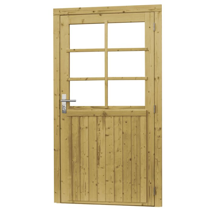 Vuren enkele 6-ruits deur extra breed inclusief kozijn, rechtsdraaiend, 112x201cm, groen geïmpregneerd (1023935)