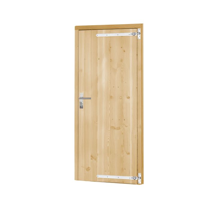 Vuren enkele dichte deur inclusief kozijn, rechtsdraaiend, 90x201cm, onbehandeld (1045630)