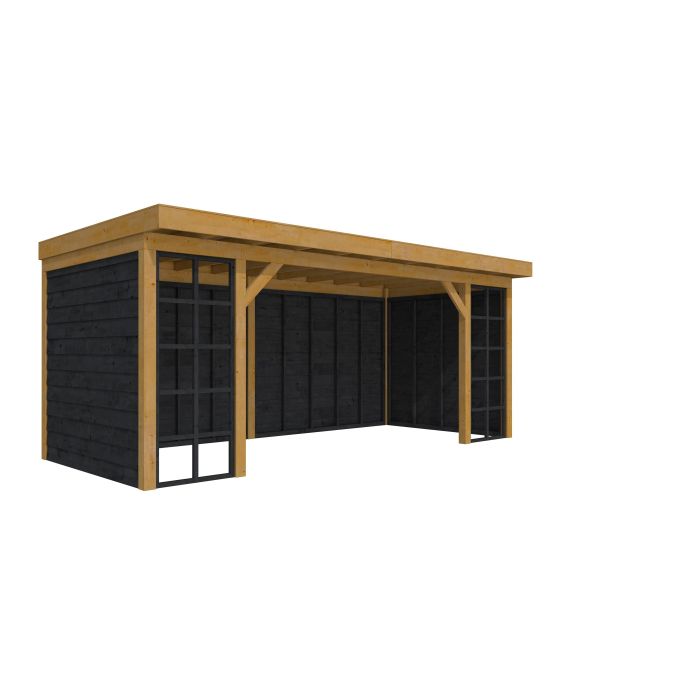 Douglasvision buitenverblijf Comfort Compleet 600x270cm, groen geïmpregneerd, wanden zwart geïmpregneerd (1046190)
