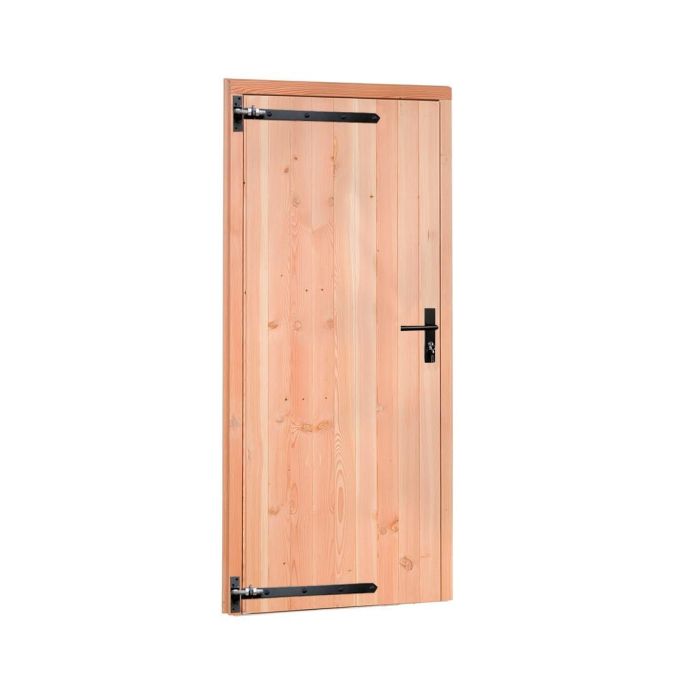 Douglas enkele deur met zwart beslag inclusief kozijn, linksdraaiend, 90x201cm, kleurloos geïmpregneerd (1060690)