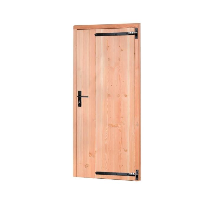 Douglas enkele deur met zwart beslag inclusief kozijn, rechtsdraaiend, 90x201cm, kleurloos geïmpregneerd (1060691)