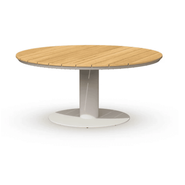 Morena Low Dining Table Teak Creme White Ø120x68cm