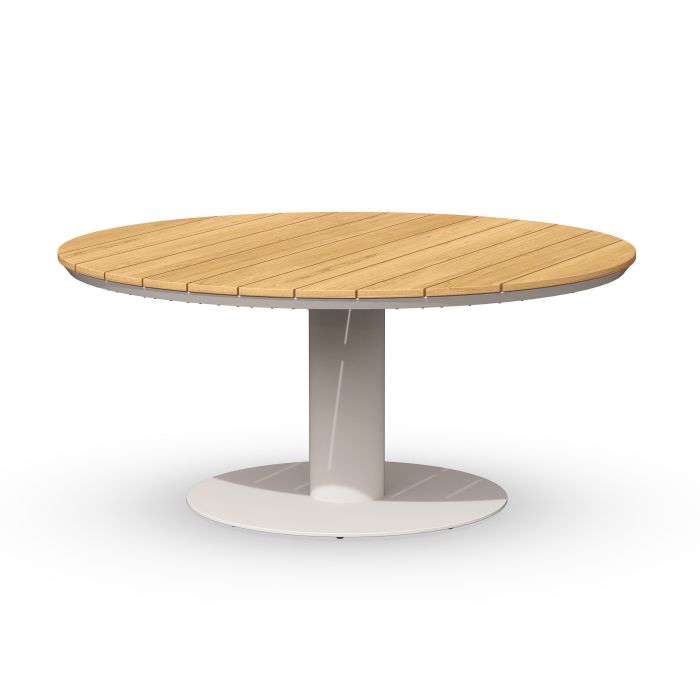 Moreno Low Dining Table Teak Creme White Ø150x68cm