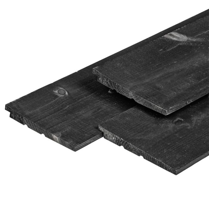 Douglas Zweeds rabat 1 zijde geschaafd, 1 zijde fijnbezaagd 1,1-2,7x19,5x400cm, zwart gedompeld.