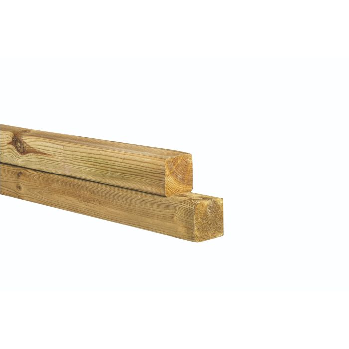 Grenen geschaafde paal 6,8x6,8x400cm, zonder diamantkop, groen geïmpregneerd (W07012)