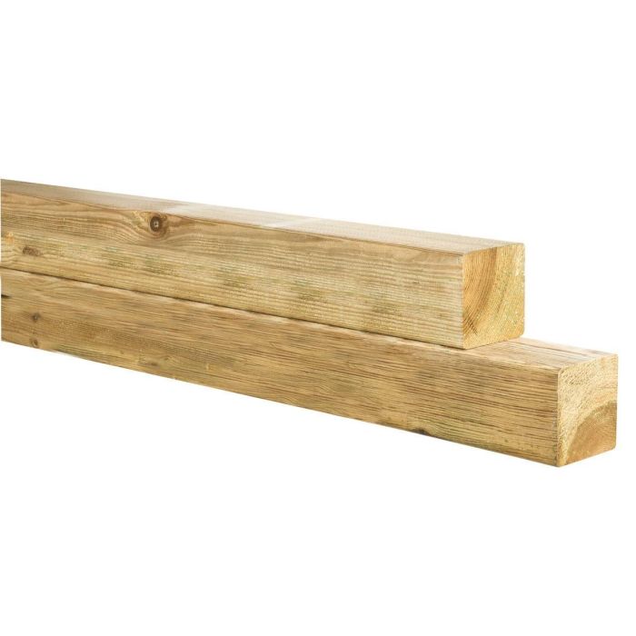 Grenen geschaafde paal 8,8x8,8x400cm, zonder diamantkop, groen geïmpregneerd (W07020)