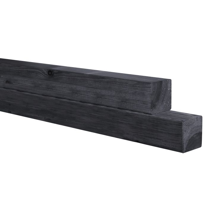 Grenen geschaafde paal 8,8x8,8x270cm, zonder diamantkop, zwart gedompeld (W08095)