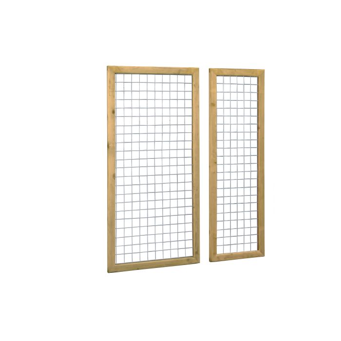 Grenen betonijzertrellis met maas 7,5x7,5cm, in raamwerk 4,4x6,8cm, 90x180cm, groen geïmpregneerd (W08318)