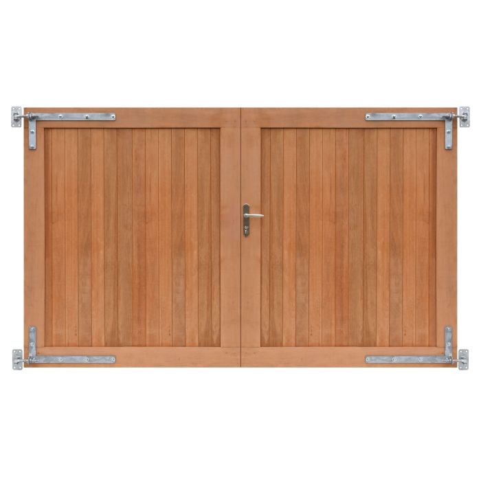 Hardhouten dubbele toegangspoort, verticaal, 300x180cm incl beslag (W14435)