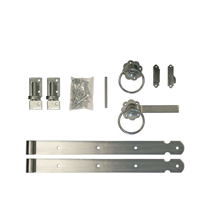 Traditioneel klinkstel met hengen en duimen, t.b.v. houten deuren en hekpoorten (W19013)