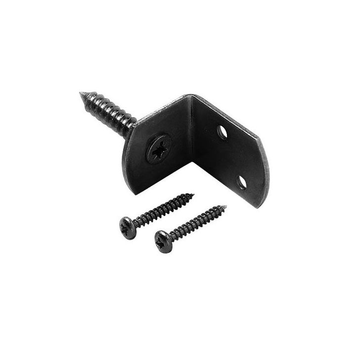 L-beslag inclusief schroeven, 4 stuks op kaart, zwart gepoedercoat (W19036)