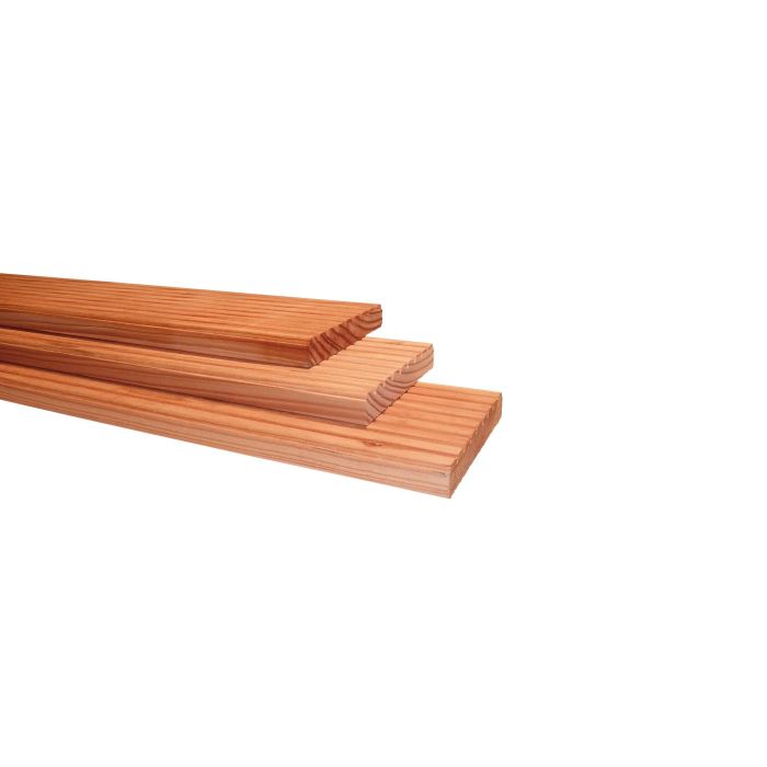 Douglas geschaafd dekdeel 1 zijde profiel, 1 zijde fijn profiel, 2,4x13,8x400cm, kleurloos geïmpregneerd (W50357)