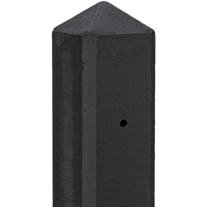 Betonpaal antraciet gecoat glad met diamantkop 10x10x280cm, eindpaal