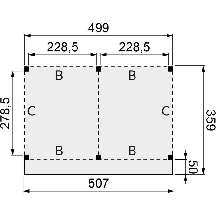Wand C enkelzijdig rabat zwart 224x278,5cm zwart geïmpregneerd
