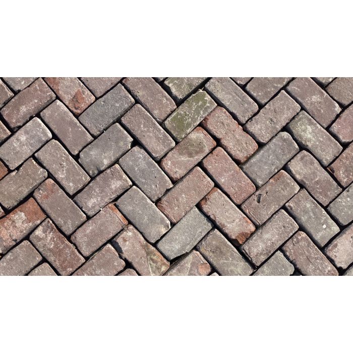 Gebakken keiformaat oud gebruikt rood/paars (los gestort)