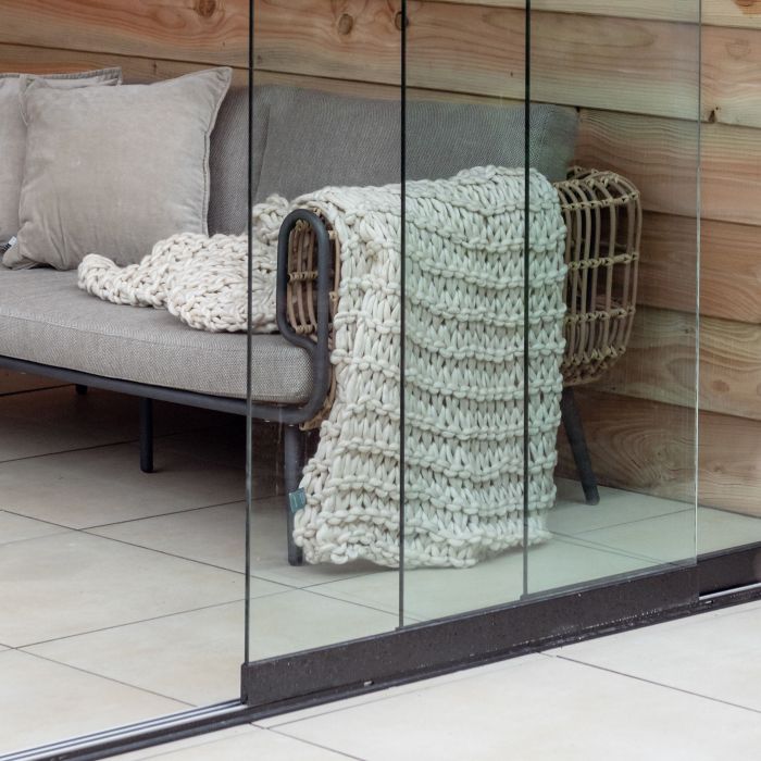 Glazen schuifwand Deluxe D, antraciet, inclusief RVS knop, tochtstrippen en meenemers (1058494)