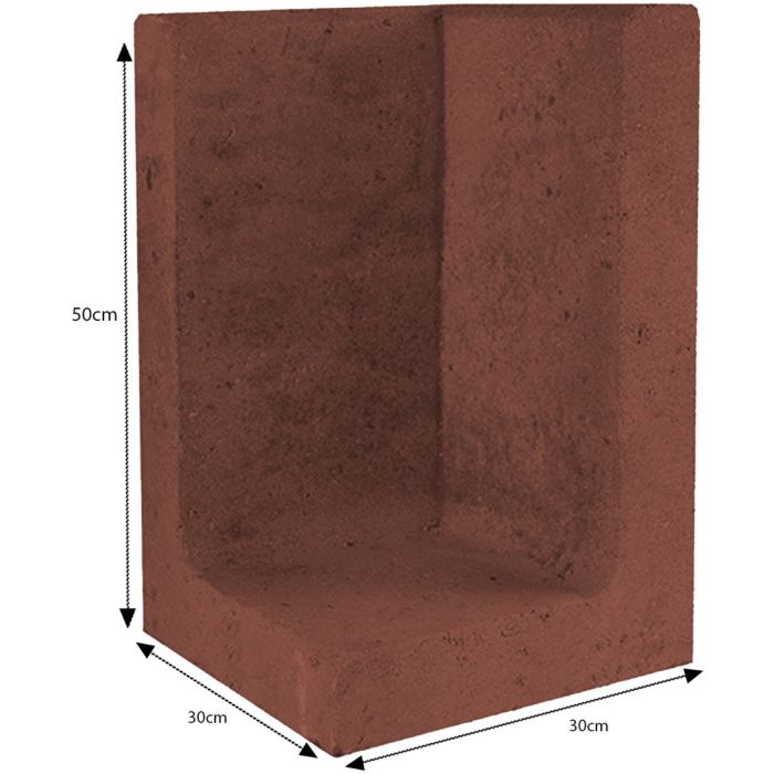 L-Element Hoek 30x30x50cm corten-bruin