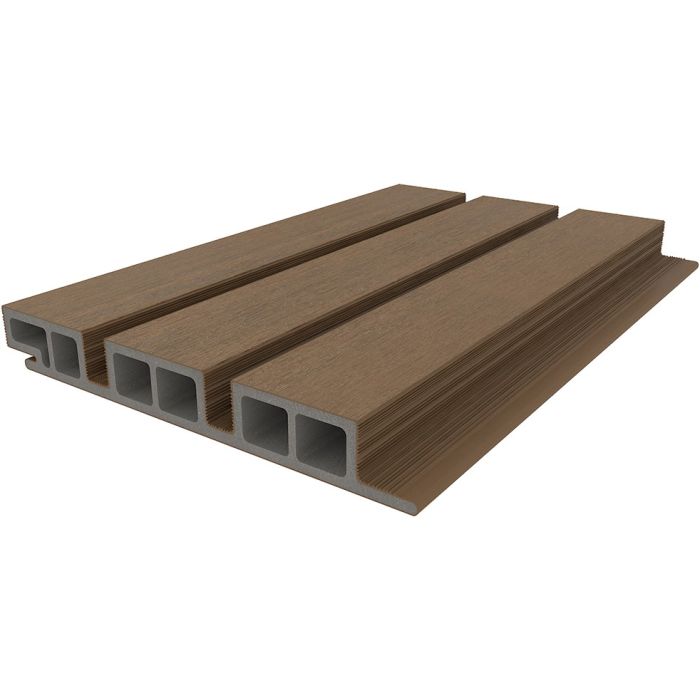 NewTechWood composiet co-extrusie wand bekleding castellation 50 profiel, 2,5x19,6x290cm, Teak