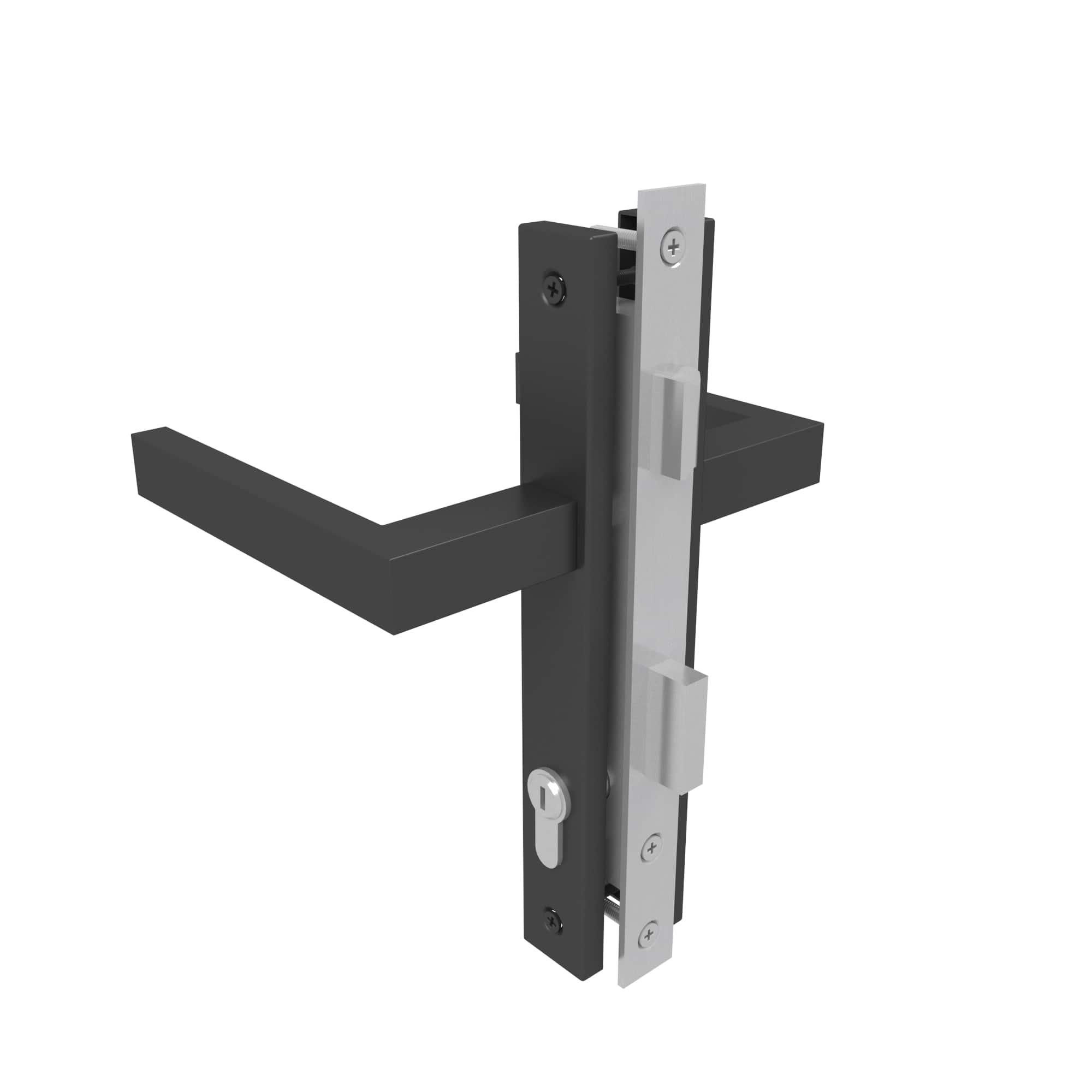 NewTechWood deurbeslagset, incl. hengen, duimen en deurklink, zwart (1064279)