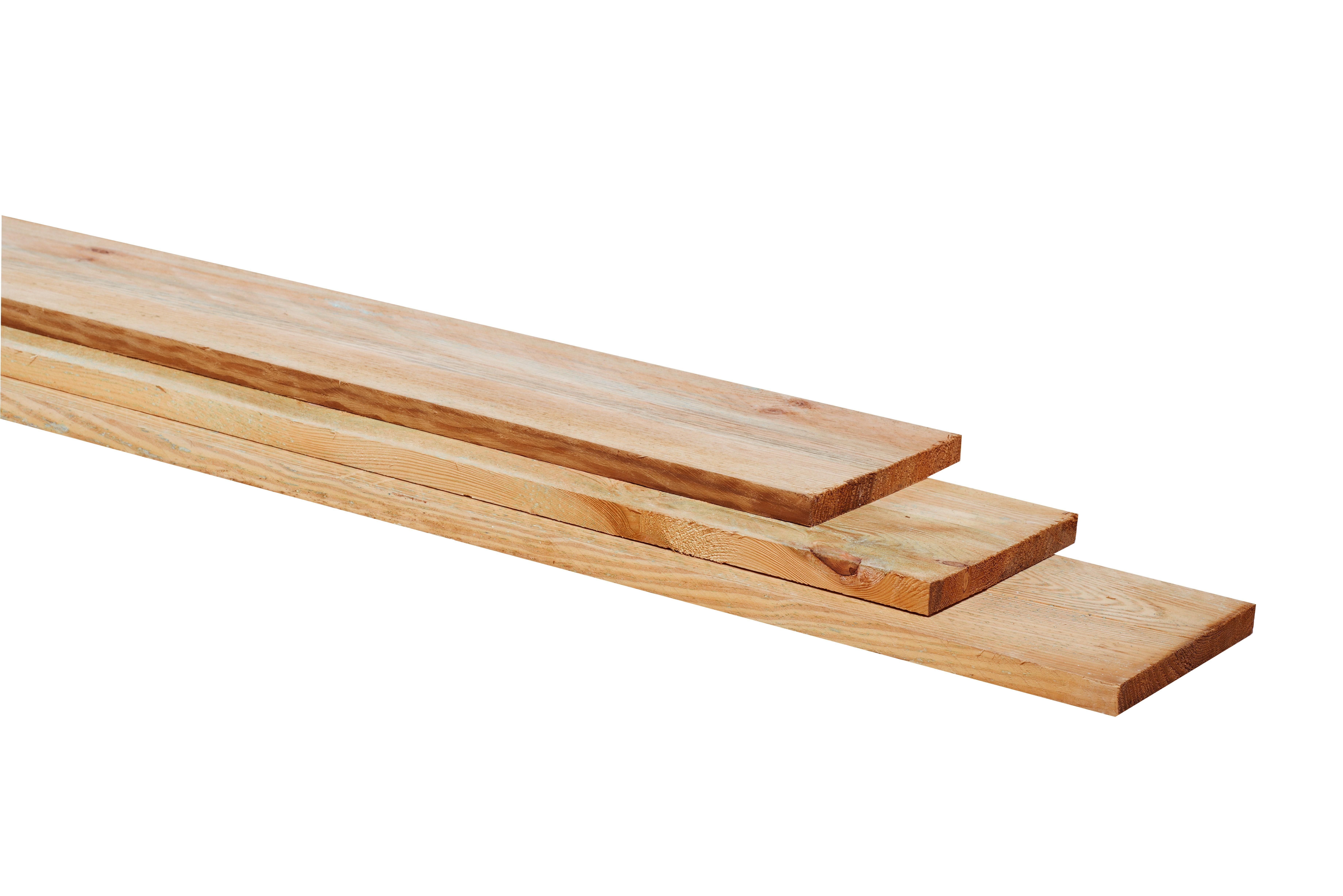 Grenen geschaafde plank 1,5x14,0x300cm, groen geïmpregneerd (W06010)