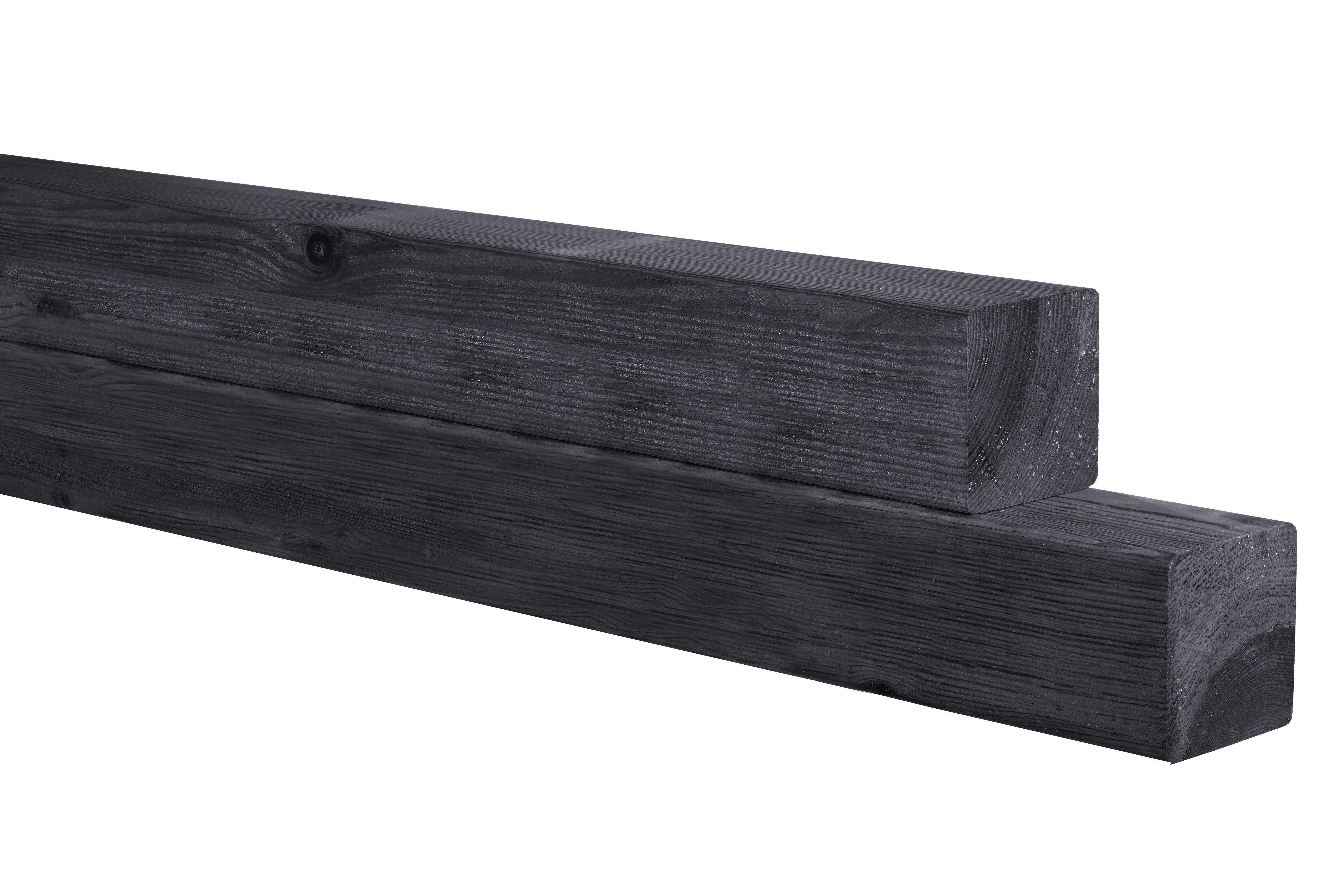 Grenen geschaafde paal 8,8x8,8x270cm, zonder diamantkop, zwart gedompeld (W08095)