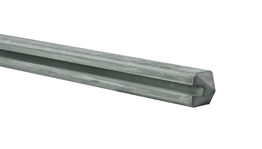 Betowood betonpaal met sleuf 11,5x11,5x278cm diamantkop, grijs eindpaal, ongecoat (W13050)