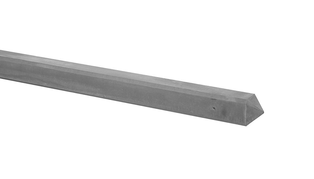 Betonpaal glad met diamantkop 10x10x310cm grijs ongecoat, tussenpaal t.b.v. 2 betonplaten (W13414)