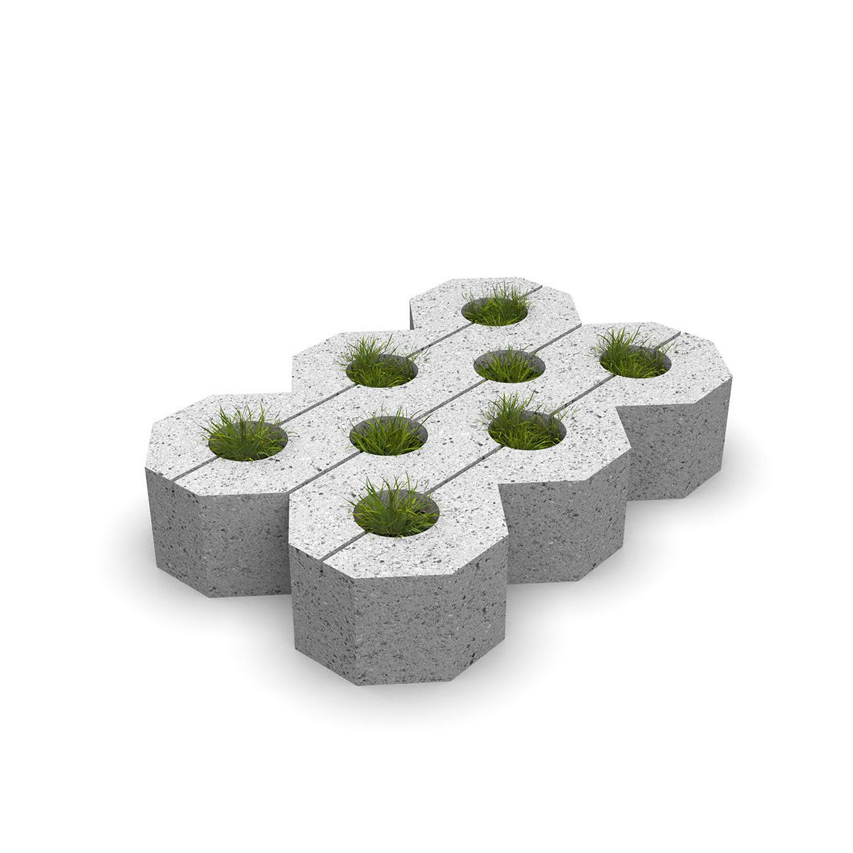 Grastegel 60x40x15cm grijs vlak