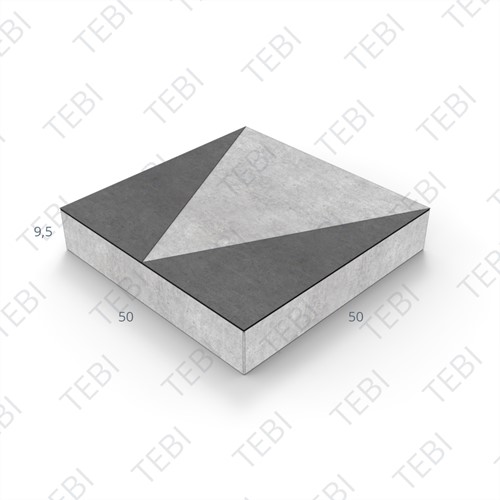 Verkeerstegel 50x50x9,5cm driehoek zwart/wit
